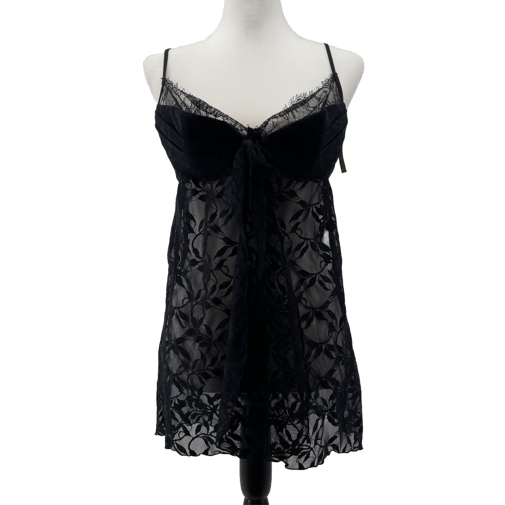 Ambrielle Babydoll Lingerie Set Women Large Black Lace Padded Underwire Romantic